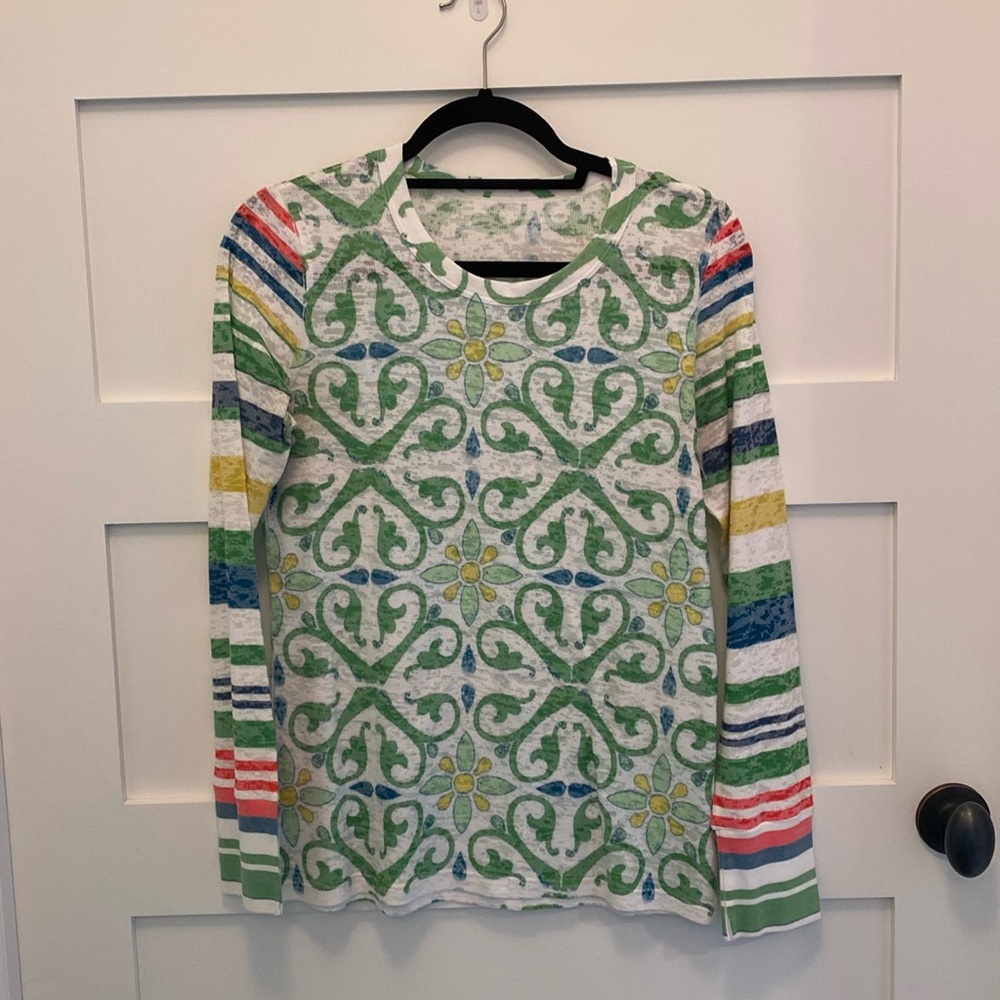 Sundance Whimsy Rose Long Sleeve Burnout T-Shirt Sz M